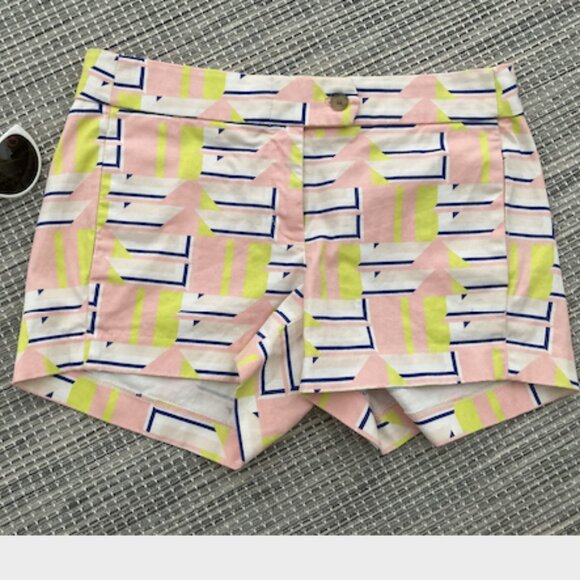 J Crew Chino Peach Kiwi Geometric Shorts Size 0 - Picture 6 of 6